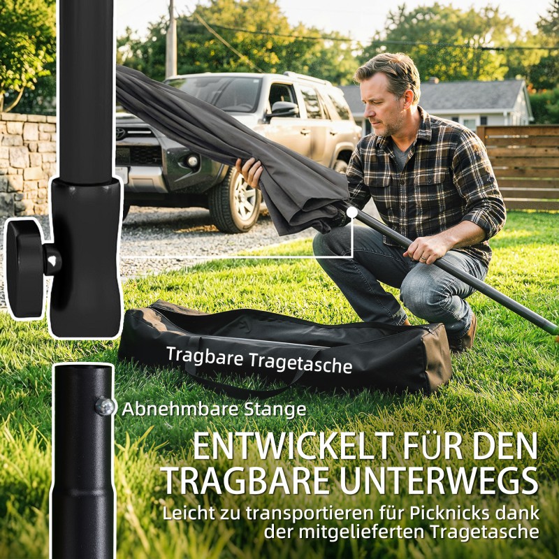 Parvekeaurinkovarjo suorakulmainen 183x122x222 cm metallirunko tummanharmaa