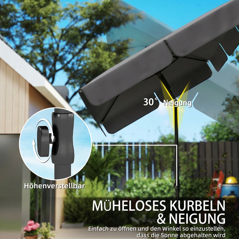 Parvekeaurinkovarjo suorakulmainen 183x122x222 cm metallirunko tummanharmaa