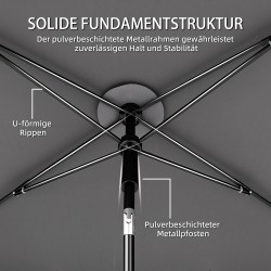 Parvekeaurinkovarjo suorakulmainen 183x122x222 cm metallirunko tummanharmaa