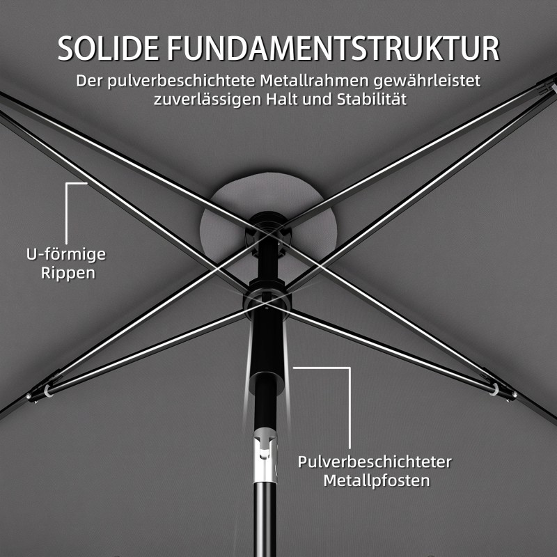 Parvekeaurinkovarjo suorakulmainen 183x122x222 cm metallirunko tummanharmaa