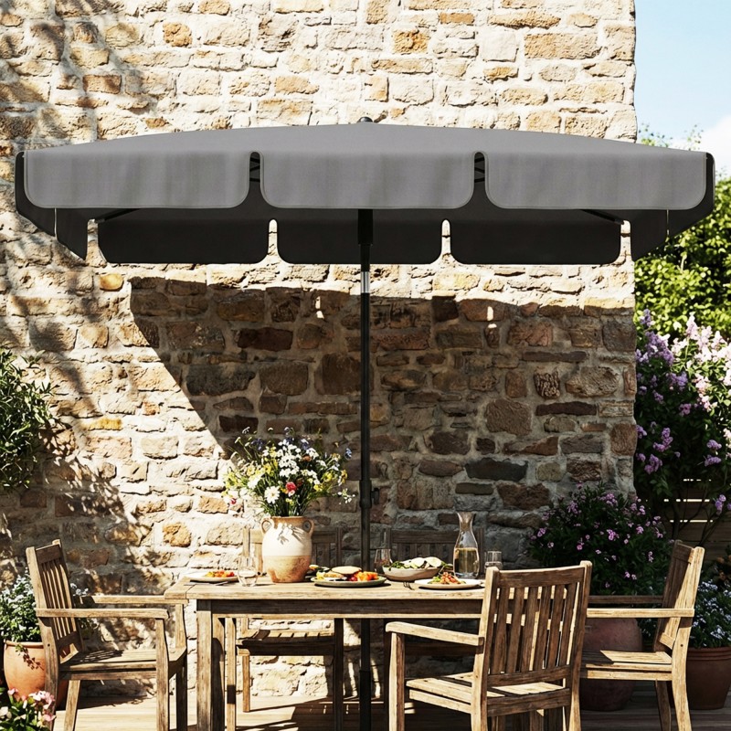 Parvekeaurinkovarjo suorakulmainen 183x122x222 cm metallirunko tummanharmaa