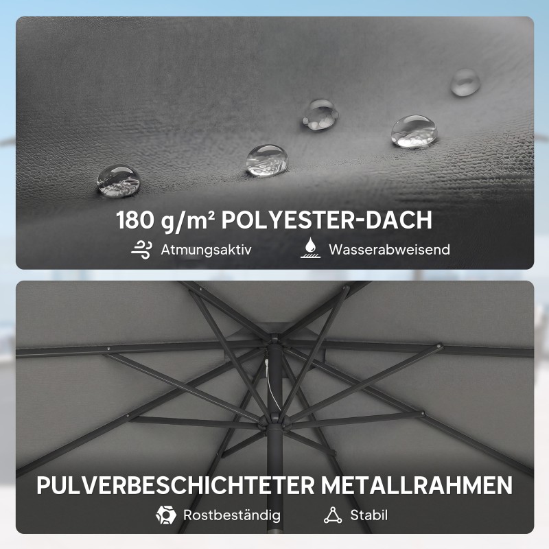 Aurinkovarjo parvekkeelle Ø295 cm kallistettava kampimekanismilla ristijalka ja hiekkasäkki tummanharmaa