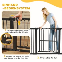 Koiraportti sisäkäyttöön, metallinen turvaportti 76–104 x 76 cm, musta