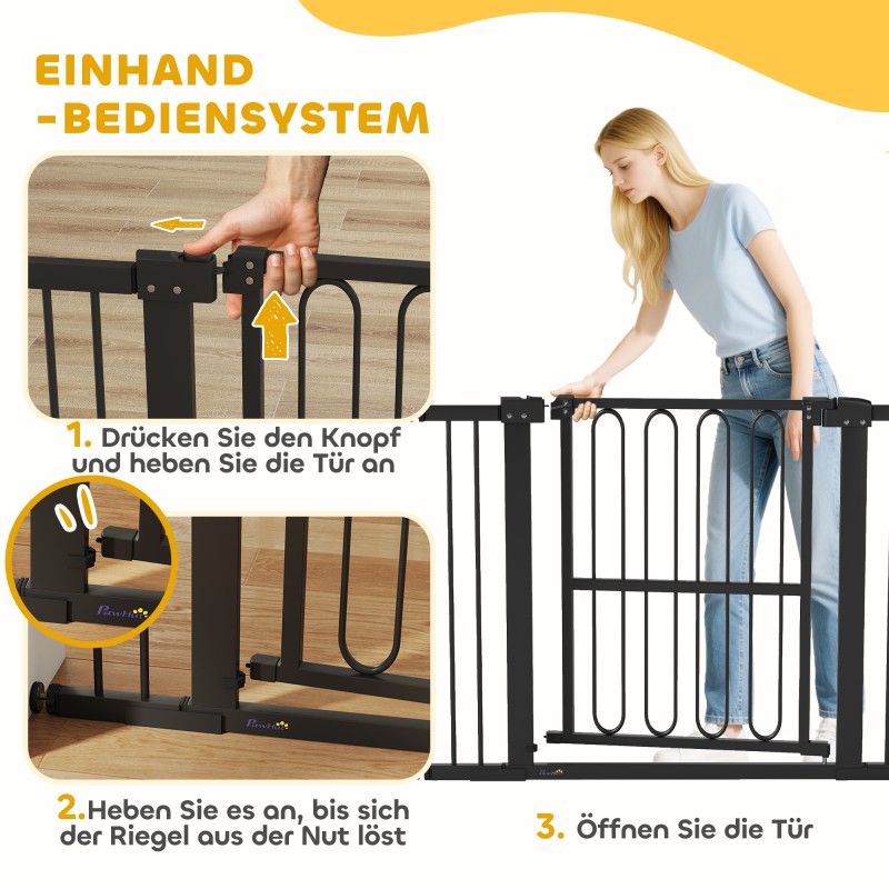 Koiraportti sisäkäyttöön, metallinen turvaportti 76–104 x 76 cm, musta