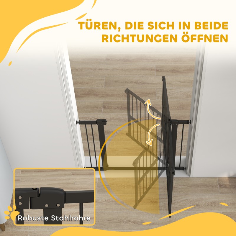 Koiraportti sisäkäyttöön, metallinen turvaportti 76–104 x 76 cm, musta