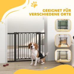 Koiraportti sisäkäyttöön, metallinen turvaportti 76–104 x 76 cm, musta