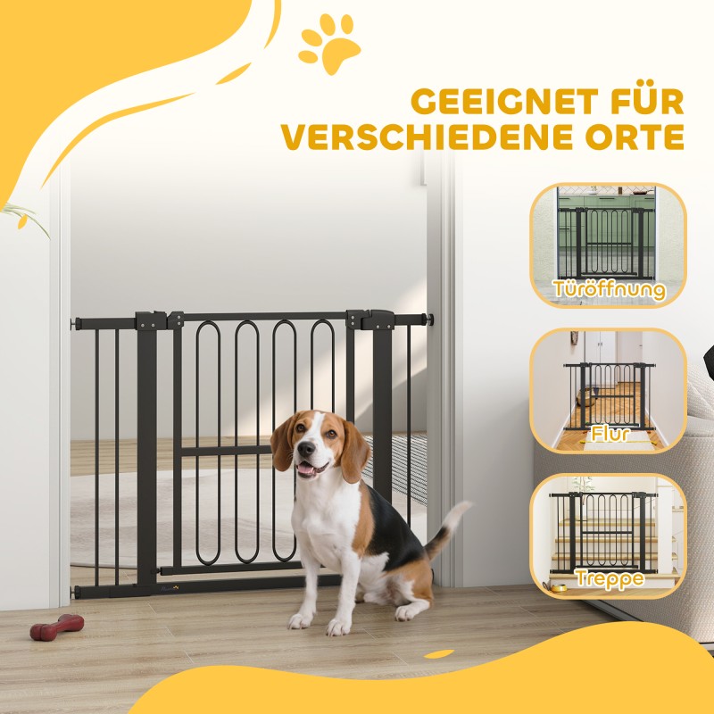Koiraportti sisäkäyttöön, metallinen turvaportti 76–104 x 76 cm, musta