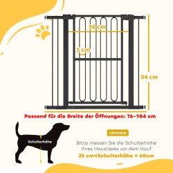 Koiraportti ilman porausta, teräs, säädettävä leveys 76–104 cm, korkeus 94 cm, musta