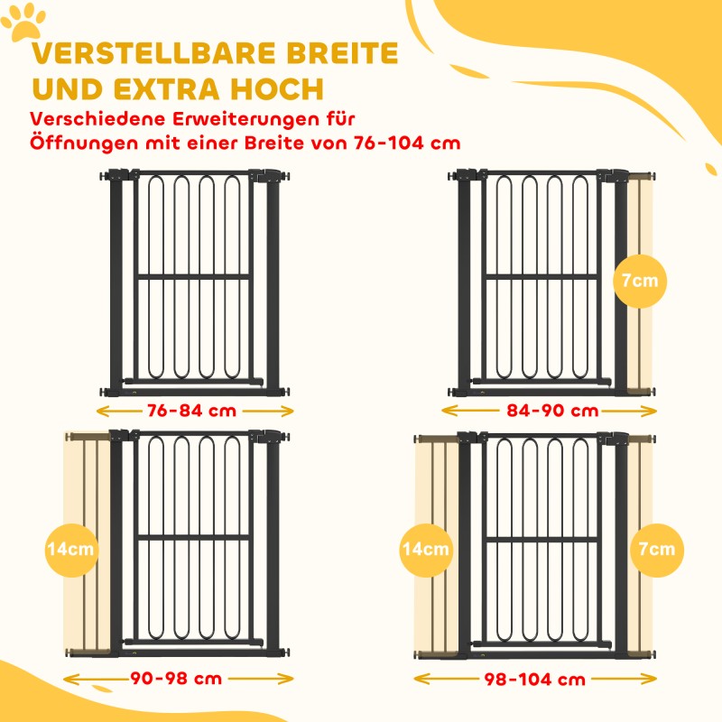 Koiraportti ilman porausta, teräs, säädettävä leveys 76–104 cm, korkeus 94 cm, musta