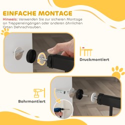 Koiraportti ilman porausta, teräs, säädettävä leveys 76–104 cm, korkeus 94 cm, musta