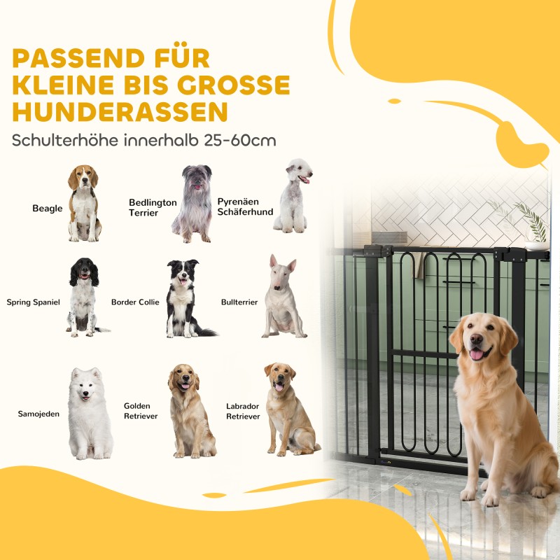 Koiraportti ilman porausta, teräs, säädettävä leveys 76–104 cm, korkeus 94 cm, musta