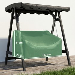 Puutarhakeinun suojus 2-hengen, 420D Oxford-kangas, vedenpitävä ja UV-suojattu, 142 x 76 x 81 cm, musta