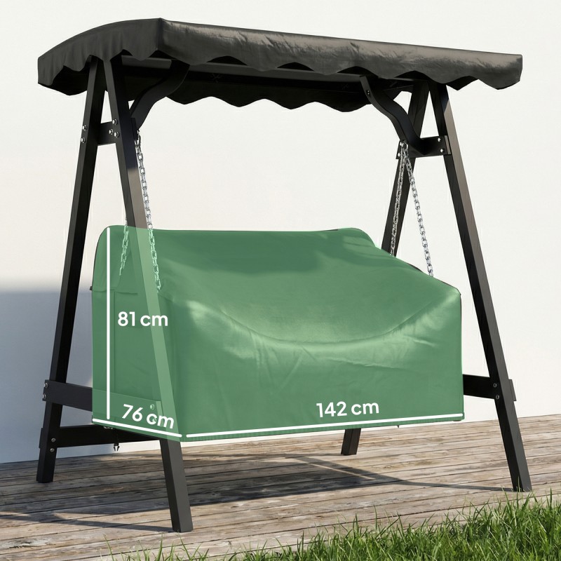 Puutarhakeinun suojus 2-hengen, 420D Oxford-kangas, vedenpitävä ja UV-suojattu, 142 x 76 x 81 cm, musta