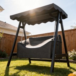 Puutarhakeinun suojus 2-hengen, 420D Oxford-kangas, vedenpitävä ja UV-suojattu, 142 x 76 x 81 cm, musta