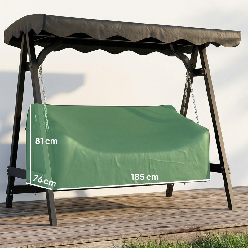 Puutarhakeinun suojapeite 3-istuttavaan, vedenpitävä 420D Oxford, 185 x 76 x 81 cm, musta