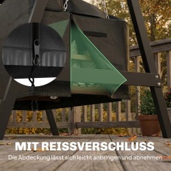 Puutarhakeinun suojapeite 3-istuttavaan, vedenpitävä 420D Oxford, 185 x 76 x 81 cm, musta