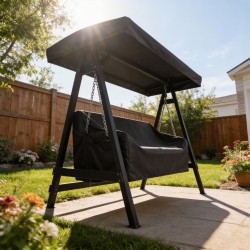 Puutarhakeinun suojapeite 3-istuttavaan, vedenpitävä 420D Oxford, 185 x 76 x 81 cm, musta