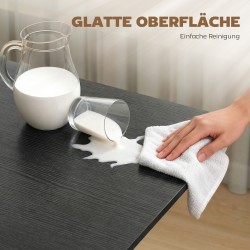 Taitettava ruokapöytä 4–6 hengelle, teräsrunko, pyörillä, 120 x 80 x 73 cm, musta