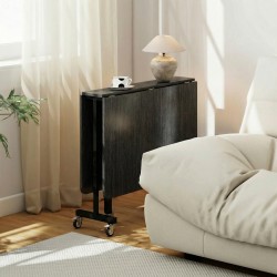 Taitettava ruokapöytä 4–6 hengelle, teräsrunko, pyörillä, 120 x 80 x 73 cm, musta