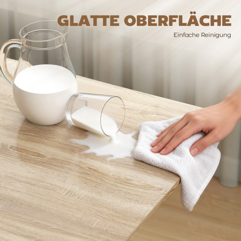 Taitettava ruokapöytä pyörillä ja jarruilla, teräsrunko ja tammisävyinen kansi 120 x 80 cm