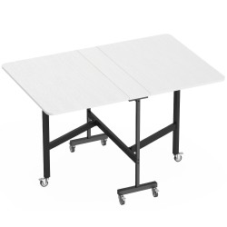 Taitettava ruokapöytä pyörillä pieniin tiloihin teräsrunko 120 x 80 cm valkoinen