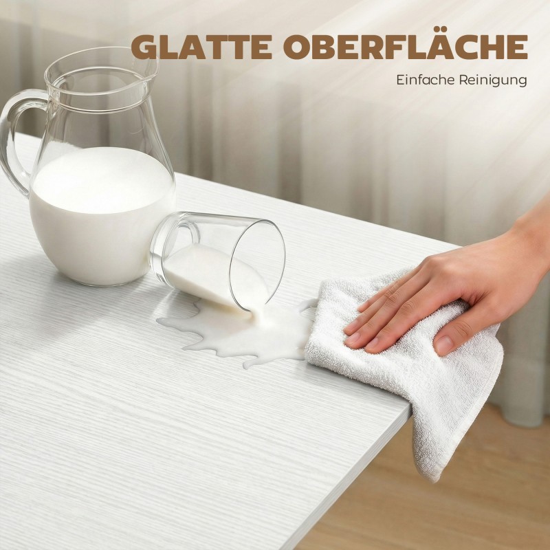 Taitettava ruokapöytä pyörillä pieniin tiloihin, teräsrunko 120 x 80 cm, valkoinen