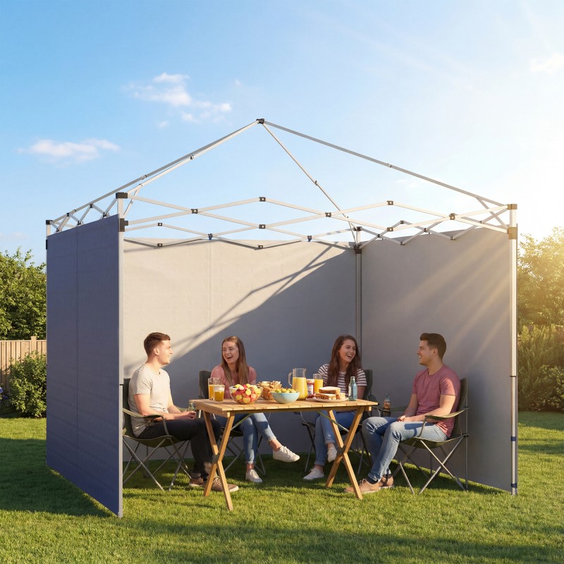 Paviljongin sivuseinäsetti 3 x 3 m, 3-osainen, 210D Oxford, tummansininen