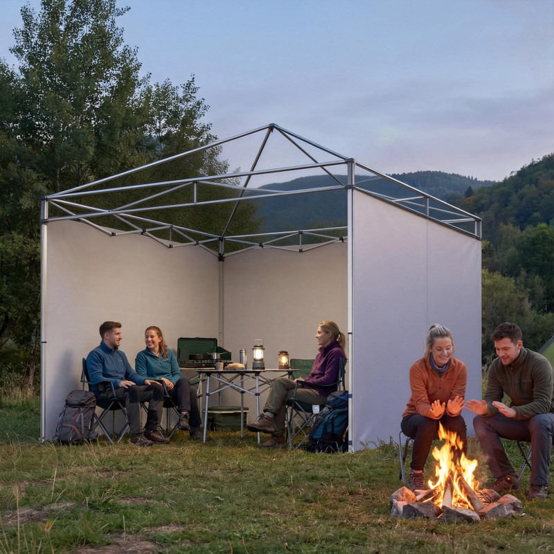 Paviljongin sivuseinäsetti 3 x 3 m, 3-osainen, 210D Oxford, tummansininen