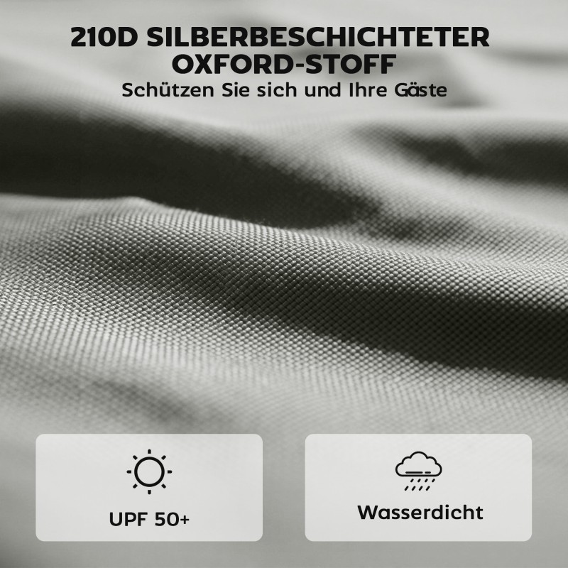 Paviljongin sivuseinät 3 x 3 m, 3-osainen setti, 210D Oxford-kangas, vaaleanharmaa