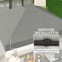 Paviljongin kattokate 3x3 m UV50+ vedenpitävä vaihto-osa, vaaleanharmaa