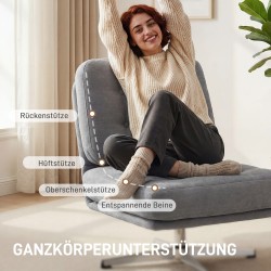 Kääntyvä nojatuoli lukutuoli chenille-verhoilu leveä istuin 70 cm metallijalat vaaleanharmaa