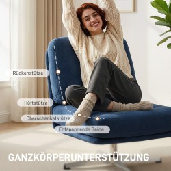 Kääntyvä lepotuoli lukutuoli chenilleverhoilu leveä istuin metallijalat tummansininen