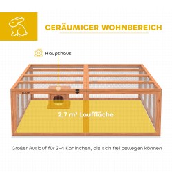 Kanin häkki ulkokäyttöön 2–4 kääpiökanille puuta 180,4 x 150 x 48 cm oranssi