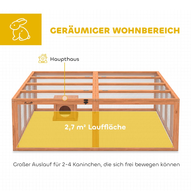 Kanin häkki ulkokäyttöön 2–4 kääpiökanille puuta 180,4 x 150 x 48 cm oranssi