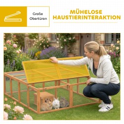 Kanin häkki ulkokäyttöön 2–4 kääpiökanille puuta 180,4 x 150 x 48 cm oranssi