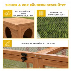 Kanin häkki ulkokäyttöön 2–4 kääpiökanille puuta 180,4 x 150 x 48 cm oranssi