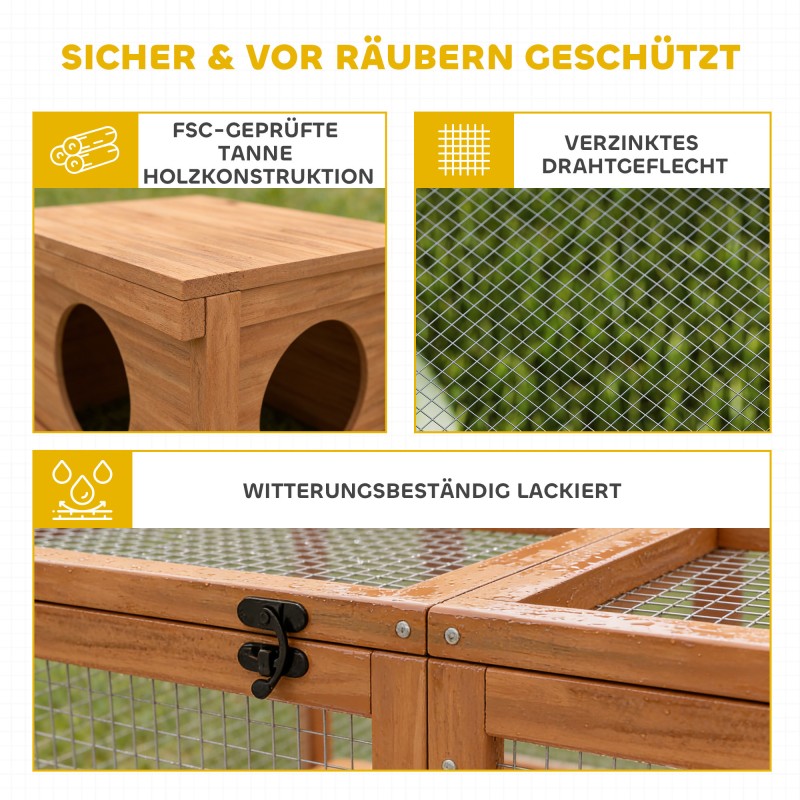 Kanin häkki ulkokäyttöön 2–4 kääpiökanille puuta 180,4 x 150 x 48 cm oranssi