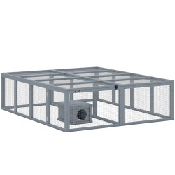 Kaninien ulkokehikko suojakopilla puu ja verkko 2 4 kääpiökanille 180 4 x 150 x 48 cm harmaa