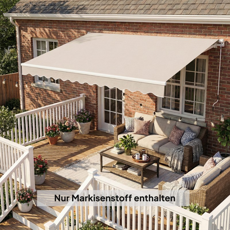 Markiisin vaihtokangas terassikatokseen, polyesteri 3,5 x 2,5 m, UPF 50+, kermanvalkoinen