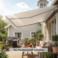 Markiisin vaihtokangas terassikatokseen, polyesteri 3,5 x 2,5 m, UPF 50+, kermanvalkoinen