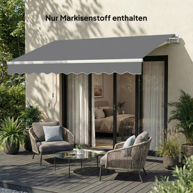 Markiisin vaihtokangas terassikatokseen polyesteri 3,5 x 2,5 m tummanharmaa UPF 50+
