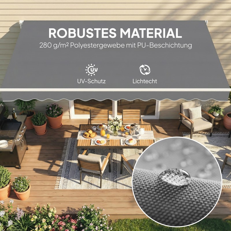 Markiisin vaihtokangas terassikatokseen polyesteri 3,5 x 2,5 m tummanharmaa UPF 50+