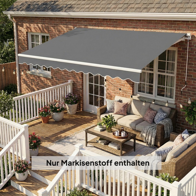 Markiisin vaihtokangas terassikatokseen polyesteri 3,5 x 2,5 m tummanharmaa UPF 50+