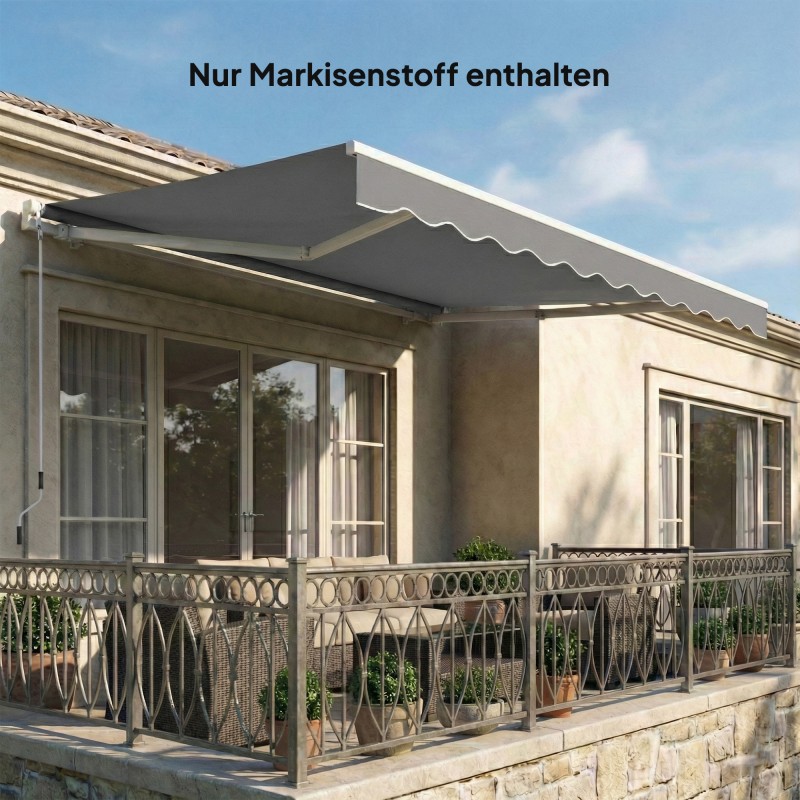 Markiisin vaihtokangas terassikatokseen polyesteri 3,5 x 2,5 m tummanharmaa UPF 50+