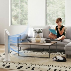 Tornituuletin kaukosäätimellä, 7,5 h ajastin, hiljainen makuuhuoneeseen, valkoinen