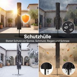 Aurinkovarjo LED-solarvaloilla 300 x 200 cm, kallistettava, suojapussilla, tummansininen