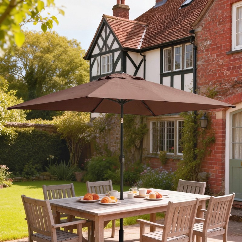 Aurinkovarjo parvekkeelle 300 x 200 cm kallistettava kampimekanismilla, suojapussi, ruskea