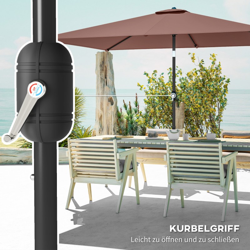 Aurinkovarjo parvekkeelle 300 x 200 cm kallistettava kampimekanismilla, suojapussi, ruskea