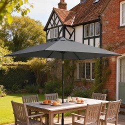 Aurinkovarjo parvekkeelle 300 x 200 cm kallistettava suorakulmainen kampimekanismilla tummaharmaa