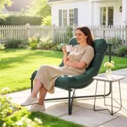 Puutarhatuoli pehmusteella, teräsrunko ja hengittävä verkko, 76 x 92 x 76 cm, tummanvihreä